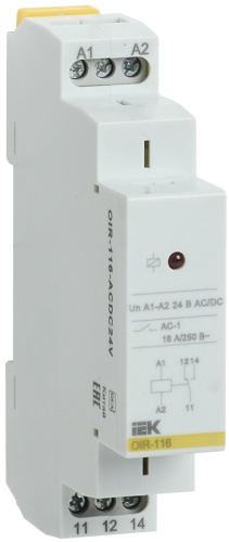 Реле промежуточное модульное OIR 1 контакт 16А 24В AC/DC | код OIR-116-ACDC24V | IEK